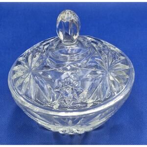 Vintage Anchor Hocking Star Of David Glass Covered Candy Dish Starburst 5.5x6"